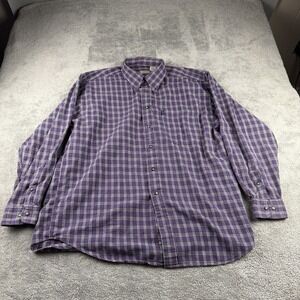 IZOD Button Up‎ Shirt Mens Large Long Sleeve Purple Plaid